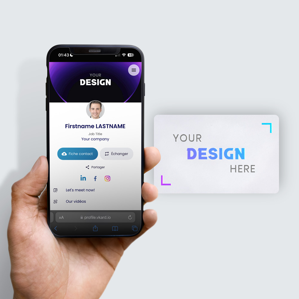 Custom NFC Business Card - PVC Tap-to-Share Card For Contact Info & Links, Fully Customizable Design