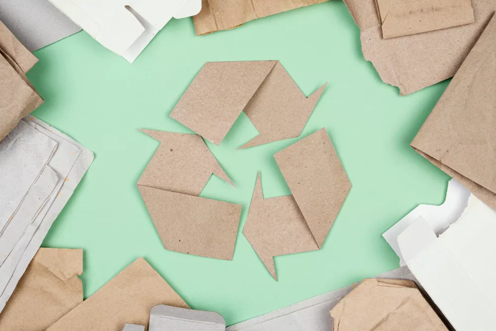le signe de recyclage fait de papier